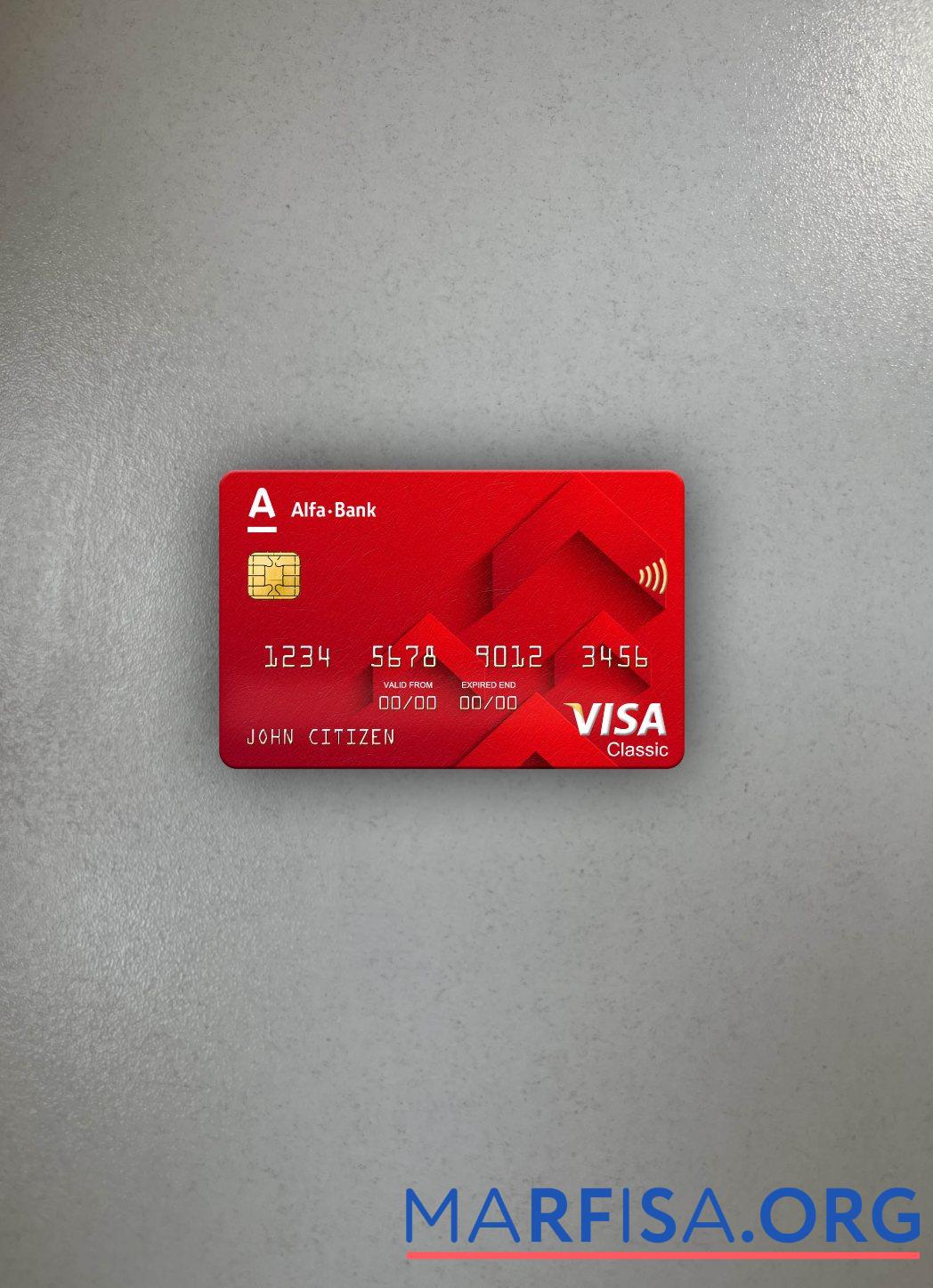 Printable Russia Alfa bank visa classic card photolook front example